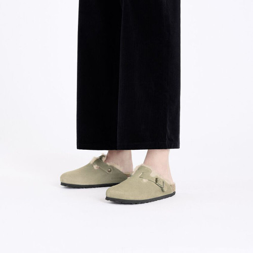 Birkenstock Suede Leather Boston Shearling